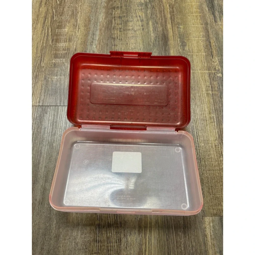 Vintage SpaceMaker Pencil Box Translucent Red Newell Office Products 576766 USA